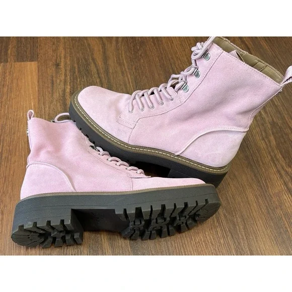 Sam Edelman Women's Lue Lace-Up Combat Boots Suede Pink Size 8 - Picture 9 of 11